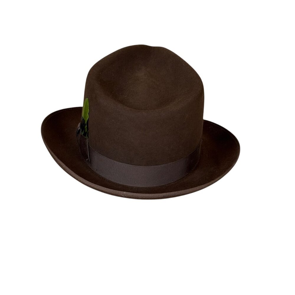 Vintage Wright Fedora Hat Size 6 5/8 Brown Coney Fur 1950s Miraklor -USA - Picture 3 of 10